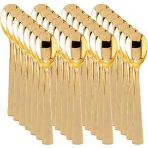 Liacere 360Pcs Plastic Spoons - 6.7 inch Heavy Duty Plastic Spoons-Heavyweight Gold Disposable Spoons-Gold Silverware for Halloween &Chrismas And Daily Using&Thanksgiving