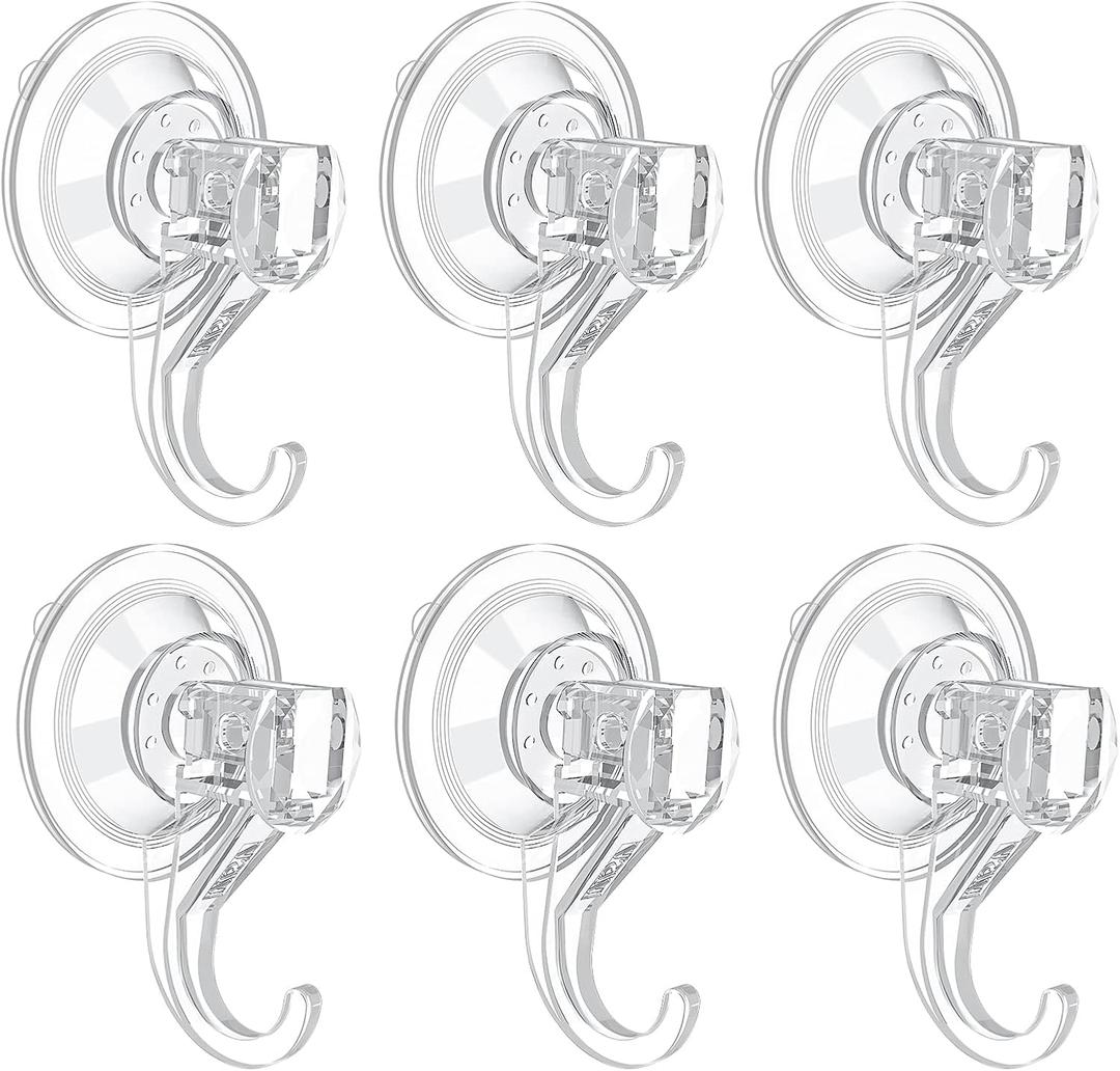 VIS'V Suction Cup Hooks, Small Shower Suction Hooks, Heavy Duty, Removable and Reusable, Clear, 6 Pcs