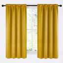 NICETOWN Gold Blackout Cafe Faux Silk Curtains for Small Windows, 42" Wide by 63" Long, 2 Panels, Rod Pocket Privacy Blackout Satin Drapes for Home Decoration