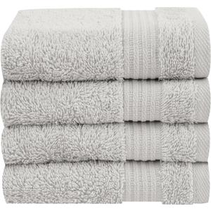 Cotton Paradise 100% Cotton Turkish Washcloth Set for Bathroom, 4 Piece Soft Absorbent Small Hand Face Towels Wash Rags, Silver Grey