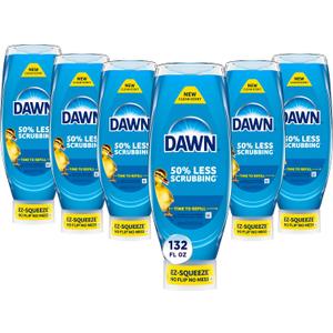 Dawn Ultra EZ-Squeeze Dish Soap Liquid, Dishwashing Liquid, Grease Removal, Upside Down Bottle, Original, 6x22 Fl Oz Bundle