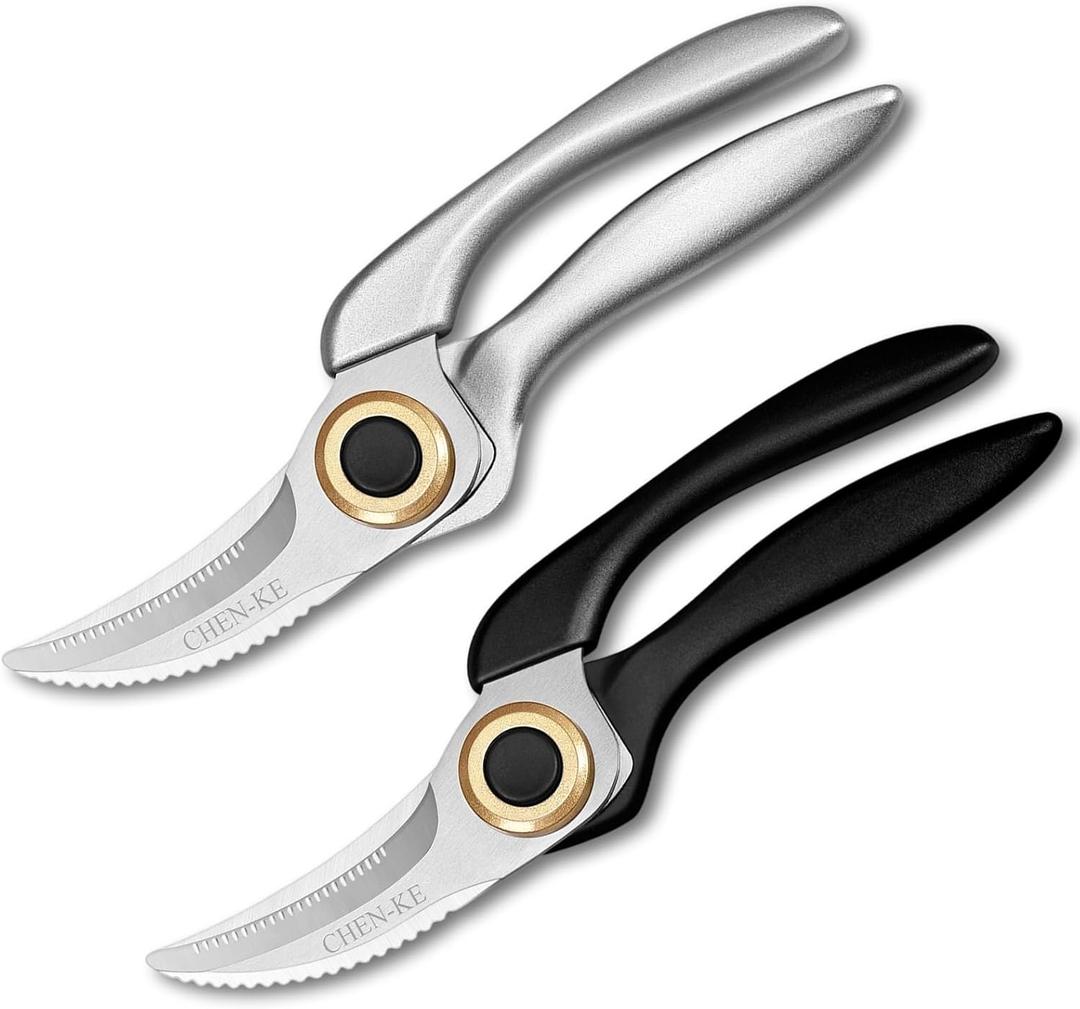 Multifunctional, Heavy-Duty, Large Kitchen Scissors with Non-Slip Handle and Auto Unlock Feature Ideal for Cutting Meat, Poultry, Roasts, Turkey, and Fish Essential Everyday Kitchen Tool.