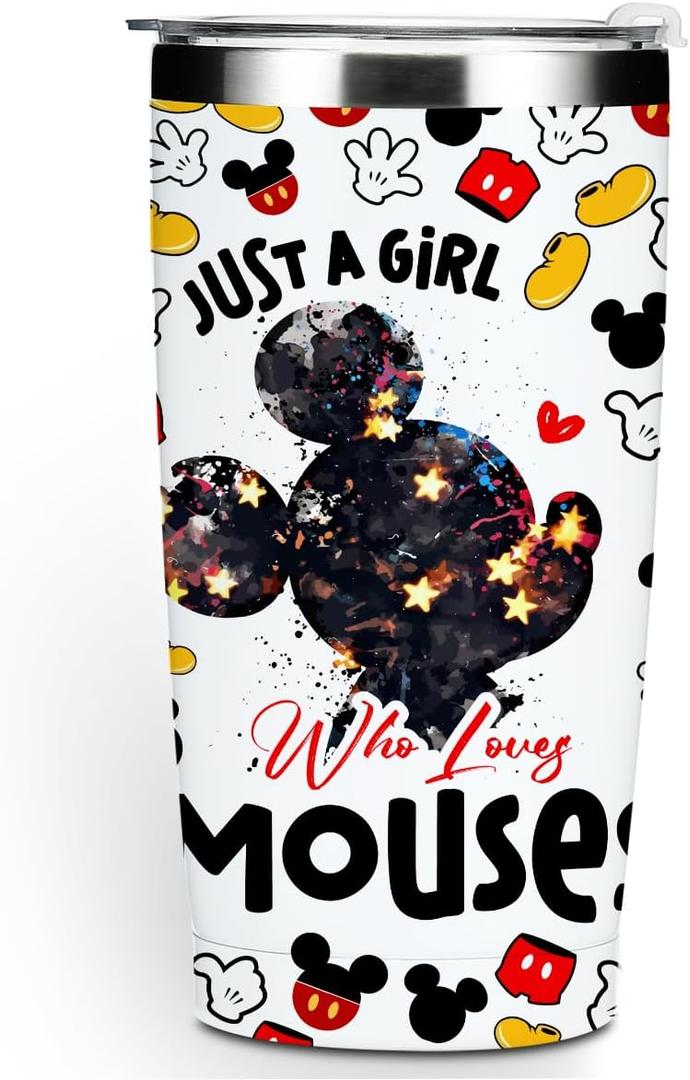 Inspired Cartoon Mouse Tumbler - Magic Mouse Lovers Coffee Mug, Animal Themed Gifts for Women, Girls, Niece - Friendship Birthday Christmas 20 Oz Stainless Steel Travel Thermos Insulated Cup
