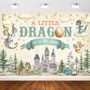 Avezano Dragon Baby Shower Backdrop A Little Dragon is On The Way Baby Shower Party Decorations Dragon Theme Gender Reveal Party Decor for Kids New Born (7x5ft)