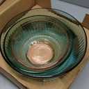 Pyrex Colors Tinted (3-Pack, Full Set) Sculpted Tinted Glass Mixing Bowls With Lids, Nesting Space Saving Set of Bowls For Prepping and Baking, 1.3QT, 2.3QT & 4.5Q, Aqua (Pink, Green, Aqua)