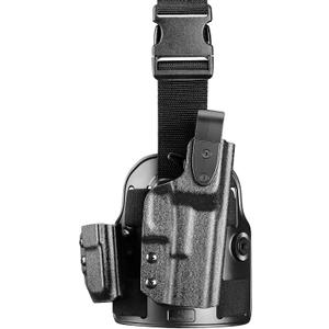 Tactical Level II G17 Drop Leg Holster with Single Mag Pouch for Glock 17/19 Gen3-5, 22/23/31/32 Gen3-4, 19X/44/45  Kydex Thigh Holster Adjustable Right-Hand Draw
