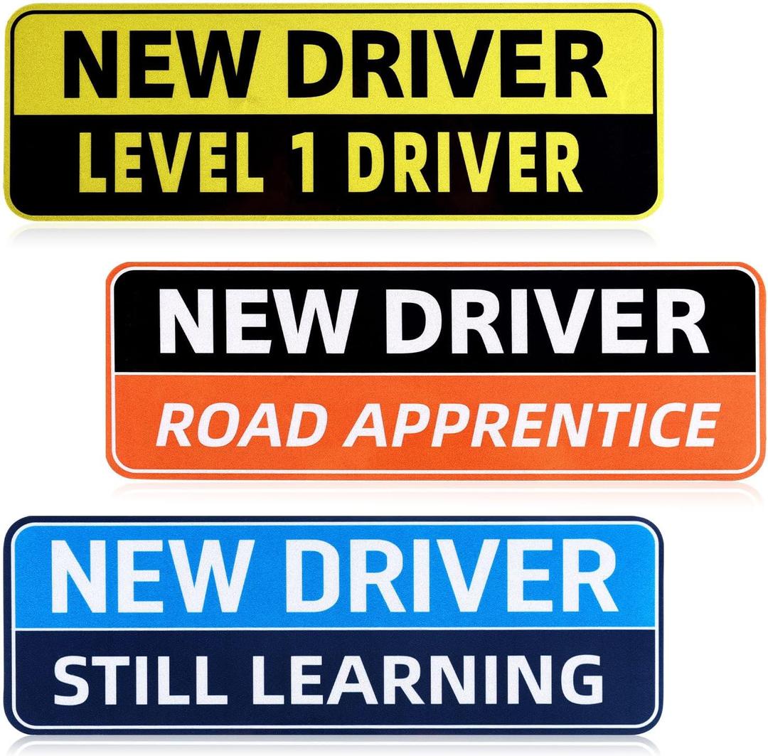 3pcs New Driver Magnet for Car, Reflective Funny Student Driver Magnet Removable Novice Safety Sign Bumper Stickers Supplies for Car Accessories