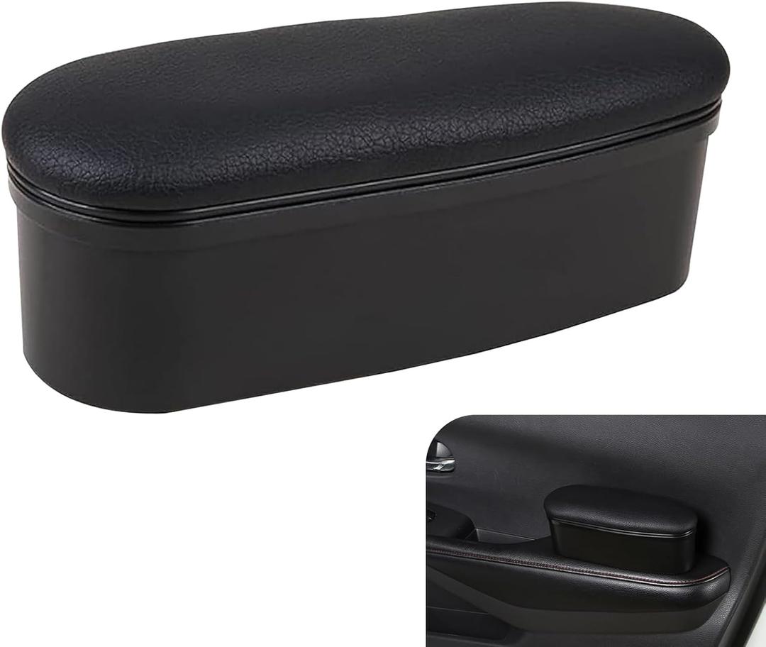 Car Armrest Support Left Elbow Pad, Retractable Elbow Pad with Storage, Adjustable Auto Armrest Modifiation Accessories, Universal Fit for Most Cars (Black)