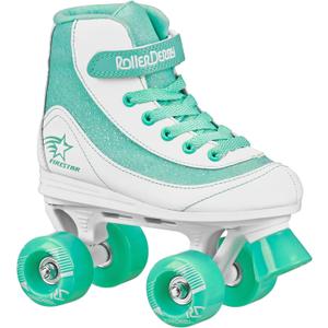 Roller Derby Firestar Youth Skates for Girls, Boys, Beginners, Kids (2, White/Mint)