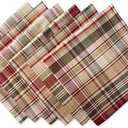 DII Give Thanks Plaid Fall Table Decor, Autumn & Thanksgiving Tabletop Linens, Square Napkin Set, 20x20, Set of 6