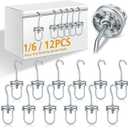 MorningRo 12 Pcs Powder Coating Swivel Hooks 5.4 x 1.9 Heavy Duty Rotary Spinner Hook Rotating Hanging Oven Painting Spraying Hanger for Wheel Frame Powder Coat Gun Part 250 Lbs Capacity (Silver)