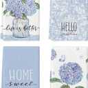 4 Pcs Blue Spring Hydrangeas Kitchen Towels, 27.5x20 Inch Watercolor Floral Decorative Kitchen Hand Towels, Summer Farmhouse Absorbent Dishcloth Fast Drying for Cooking (Hydrangeas)