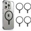 ESR for MagSafe Sticker, MagSafe Ring, 4 Pack Metal Ring for Phone Case, Universal Wireless Charger Conversion Kit for iPhone 17/16/16e/15/14/13/12/11, Galaxy S24/S23/S22, Google, Black