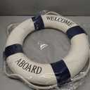MorroMorn Lifebuoy Wall Hanging Decor - Welcome Aboard Mediterranean Style Home Decoration (Navy, 20")
