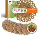 Handmade Round Woven Placemats Set of 6 – Natural Corn Husk Woven Place Mats – Heat Resistant, Non-Slip Wicker Table Mats – Rattan Round Placemats – for Dining, Weddings, Christmas & New Year Decor