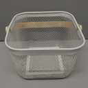 Metal Mesh Steel Harvest Basket, Square Wire Garden Basket with Handle Multi-Functional Storage Organizer for Gathering Vegetables, Fruits, Kitchen, Garden, Picnic & Cabinet (White)