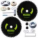 9" x 20T 2-Set Carbon Steel Round Chainsaw Tooth Brush Blades - Universal Adapter Kit with 3 Round Files, Compatible with Brush Cutter, Trimmer, Weed Eater, Husqvarna, Stihl, Ego