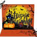 2 x 3D Pop Up Happy Halloween Card, 3D Greeting Pop Up Halloween Card with Light and Music, For Lover, Friends, Family, Colleagues, Includes Message Card and Envelope