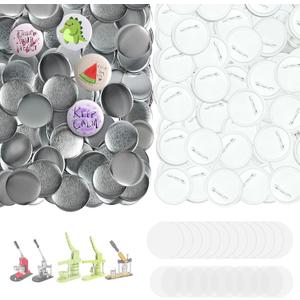 200 Sets 2.25 inch 58mm Round Button Maker Supplies,2.28 inch Blank Badge Button Parts Making Kit for Maker Machine, Plastic Pin Backs with Blank Paper and Clear Film, Perfect for DIY Crafts