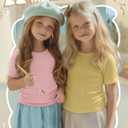 3 Pack Toddler Girl Shirts Baby Girl Cotton Basic Tee Cute Ribbed T-Shirt Kids Short Sleeve Tops Clothes Ages 18M-5T (Yellow)