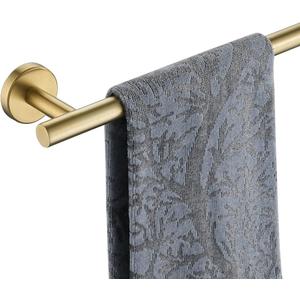 JQK Bathroom Towel Bar, Brushed Gold 9 Inch 304 Stainless Steel Thicken 0.8mm Towel Rack, Towel Holder Wall Mount, Total Length 12.1 Inch TB110L9-BG (12 Inch, Gold)