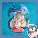 Mambobaby Non-Inflatable Baby Pool Float with Canopy, 3-24 Months | Signature blue penguin design with UPF 50+ sun shade, 5-point harness, and anti-flip support for stable water play