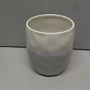 DOWAN Utensil Holder, 6.5 Large Utensil Holder for Kitchen Counter, Ceramic Utensil Crock with Table-Protection Cork Mat, Utensil Organizer Caddy for Tongs, Spoons (White & Blue)