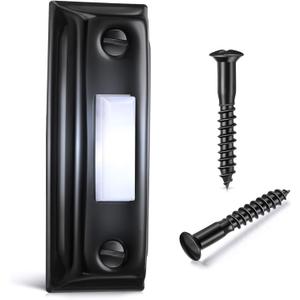 Dreyoo Metal Doorbell Push Button, Heavy Duty Metal Door Bell Wired Button LED Lighted Wall Mounted Door Bell Push Buttons for Home Universal Garage Opener Switch Property in Copyright(Black), 1 Pack