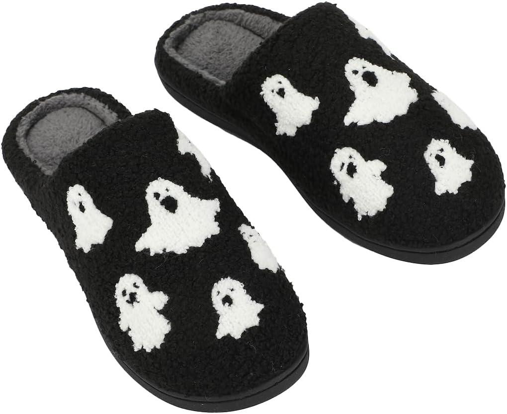 Bioworld Halloween Ghosts Adult Black Scuff Slippers (Small)