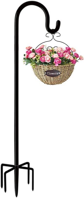 Shepherd Hooks Outdoor 48 Inches for Lanterns Heavy Duty Shepherd Stand Plant Hanger Yard Hooks for Solar Lights, Bird Feeder, Wedding, Mason Jar, Planter Pot, Adjustable Height