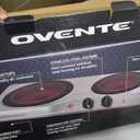 OVENTE Countertop Infrared Double Burner, 1700W Electric Hot Plate and Portable Stove with 7.75" and 6.75" Ceramic Glass Cooktop, 5 Level Temperature Setting and Easy to Clean Base, Silver BGI102S