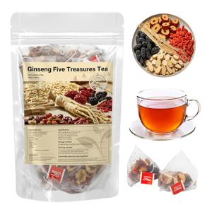 Ginseng Five Treasures Tea  Natural Herbal Detox Tea Bags, Traditional Chinese Blend for Gentle Daily Balance & Kidney Wellness, for Men & Women