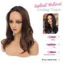 PANEWAY Hair Topper 18 Inch Body Wavy Hair Toppers for Women, Natural Scalp Look, Lightweight Volume Booster - Natural Black Root to Chocolate Brown Ombre, 18inch