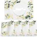 AOFOTO Leaves Placemats Set of 4 Artistic Green Gold Leaves Printed Place Mats Washable Rectangular Modern Table Mats for Party Home Kitchen Restaurant Dining Table Decor 12x18 Inch