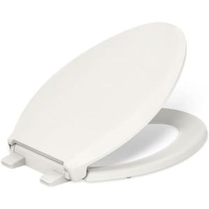 KOHLER 4636-RL-96 Cachet ReadyLatch Elongated Toilet Seat Slow Close Soft Close, Toilet Seat Quiet Lid, Contoured Grip-Tight Bumpers Installation Hardware, Apartment Essentials, Biscuit