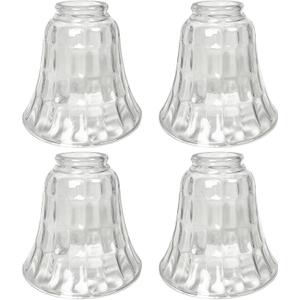 HonoDing Ceiling Lamp Replacement Shade Set of 4, Glass Hammered Bell Ceiling Fan Light Covers, Clear Glass Lamp Shade for Ceilings Fan Light Chandelier Wall Sconce, Easy to Install(Clear Wavy)