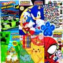 Kids Coloring & Activity Books for Boys Ages 4-8 Featuring Sonic The Hedgehog,Pokemon Bundle with Coloring Utensils, Stickers, and More