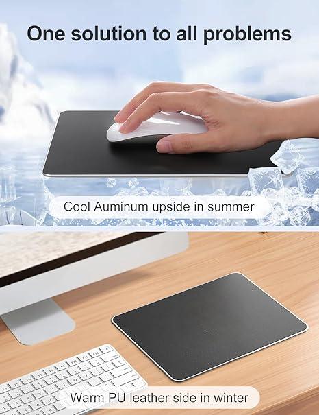 Hard Silver Metal Aluminum Mouse Pad Mat Smooth Magic Ultra Thin Double Side Mouse Mat Waterproof Fast and Accurate Control for Gaming and Office(Small 9.05X7.08 Inch)