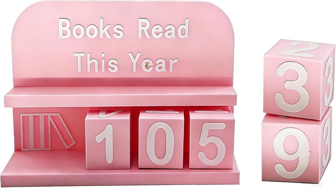 Books Read This Counter, 3D Printed Book Counter for Reading Goal Display, Book Counter Sign Up to 999 Books, Suitable for Readers, Students, Teachers, Writers, and Library Enthusiasts (Pink)