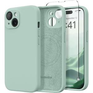 Magnetic for iPhone 15 Case, Compatible with MagSafe, [Screen Protector + Full Camera Protection], Silicone Shockproof Anti-Scratch Protective Phone Case for iPhone 15 6.1", Mint