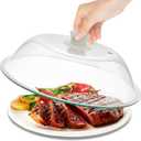 OEC Lighter Weight Tempered Glass Microwave Splatter Cover - 12.5 inch (Inner Diameter 11.4) - Heat-Resistant - Durable Glass Lid with Vent, Silicone Knob, Dishwasher Safe, 100% Food Grade - BPA Free