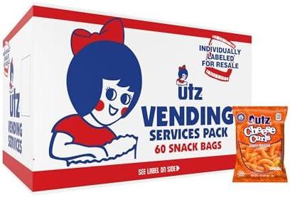 Utz Cheese Curls, Baked Cheddar – 1 oz. Bags (60 Count) – Made with Real Cheese, Crunchy Individual Snacks to Go, Cholesterol Free, TransFat Free, Gluten Free Snacks BB 3/202