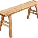 Farmhouse Wood Bench,Rustic Solid Wood Entryway Bench Seat,Armless Design and Short Height,Wood Shoe Bench for Dining Room, Living Room, Hallway, Bedroom, Structural Stability(Beige,98X17.5X47CM)