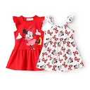 Disney Minnie Mouse Toddler Girl Dresses 2-Pack Red Ruffle Sleeve and Sleeveless Character Print Dress Set Birthday Summer Outfit 4-5T