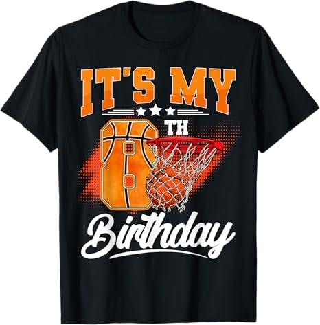It's My 8th Birthday Boy Basketball 8 Year Old Bday Kids T-Shirt (Small)