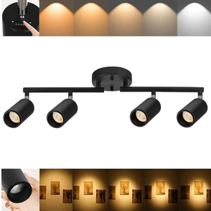5Color LED Track Lighting Kit 4 Lights Dimmable 48W Track Light,Zoomable15°/24°/36°/45°/60°-2700K/3000K/3500K4000K/5000K,Track Lighting for Accent Task Kitchen,Lumen 4800 (Black