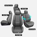 Ram 1500 Seat Covers 2019-2026 Full Set, Truck Interior Sets with Lumbar Support Custom Fit for Dodge Ram 1500/2500/3500 Crew/Mega Cab with Rear Flat Bench, Gray