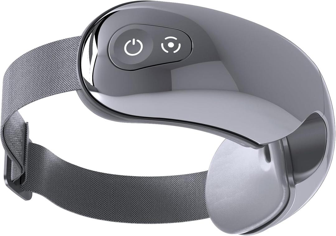 Eye Massager Mask with Heat, Visualization Eye Massager for Dark Circles, Puffiness, Migraines, Heated Eye Mask with Bluetooth Music for Relax Sleep, Gift for Women/Men/Mom/Dad/Grandma/Grandpa -Gray