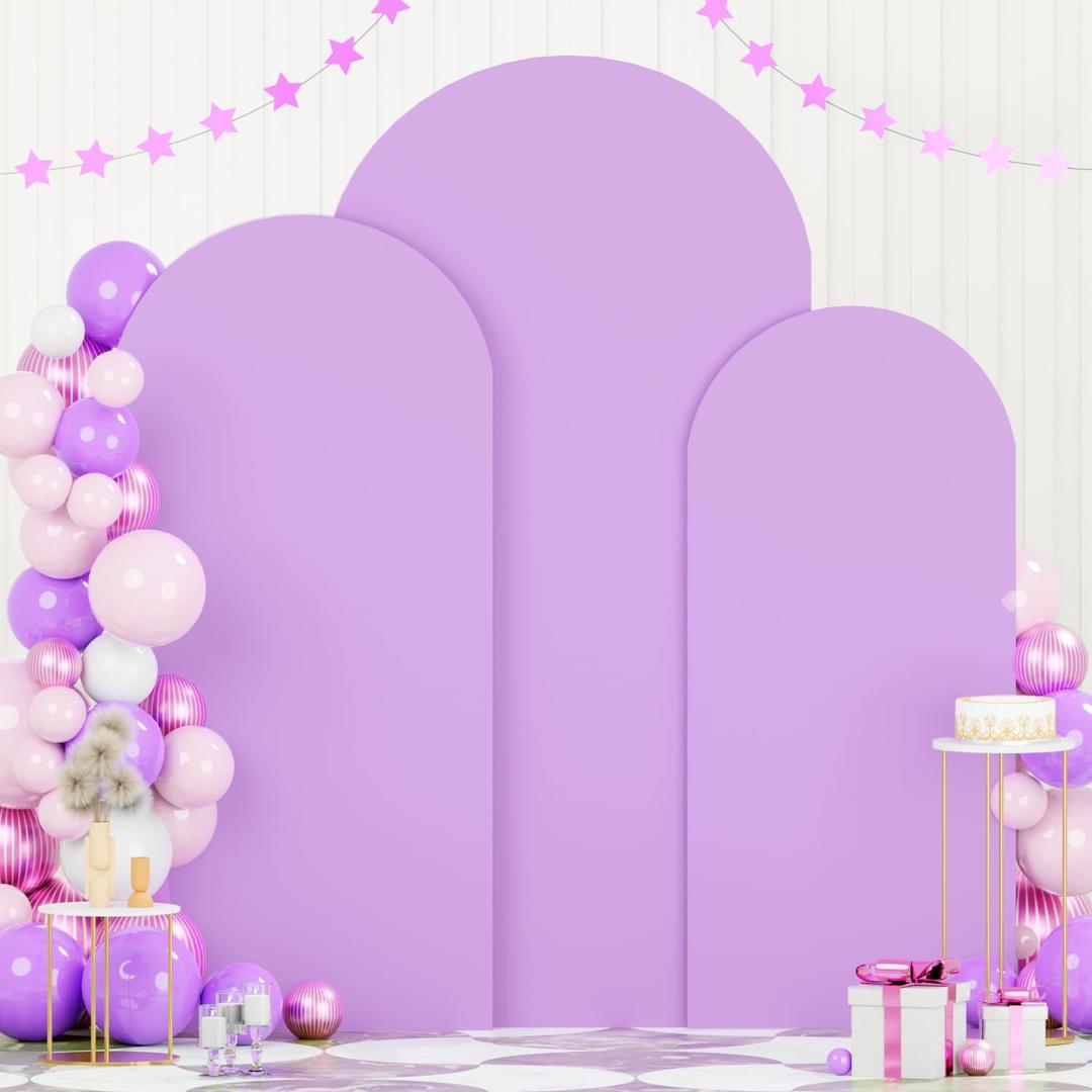 FOTSHARER 7.2FT 6.6FT 6FT Lavender Arch Cover Set of 3 Wedding Arch Cover Fabric Spandex Arches Backdrop Cover for Metal Arches Frame Arch Covers Stretchy Backdrop for Wedding Baby Shower Decoration