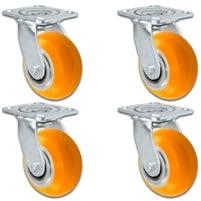 4" x 2" Sirius HD Donut Polyurethane on Aluminum Wheel - Swivel Casters - Plate Size: 4" x 4-1/2" - Capacity: 4,000 lbs per Set